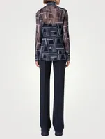 Silk Georgette Tunic Top Zig Zag Trapezoid Print