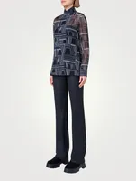 Silk Georgette Tunic Top Zig Zag Trapezoid Print