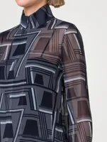 Silk Georgette Tunic Top Zig Zag Trapezoid Print