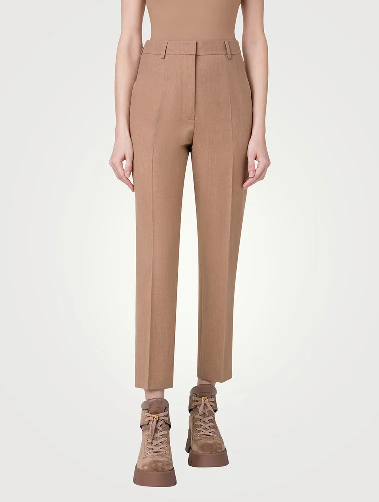 Flavin Wool Flannel Straight-Leg Trousers