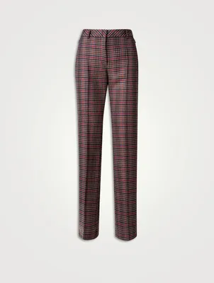 Marilyn Wool Bootcut Trousers Check Print
