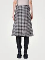 Wool Midi Skirt Houndstooth Print