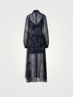 Silk Georgette Midi Dress In Abraham Floral Print