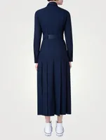 Belted Wool Midi Dress