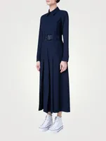 Belted Wool Midi Dress