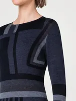 Zig Zag Trapezoid Intarsia Wool Silk Sweater