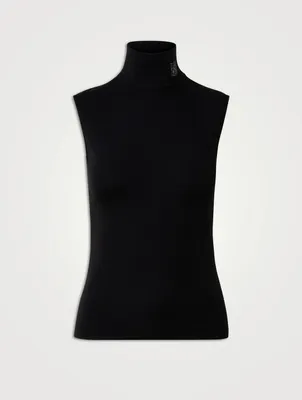 Swarovski Crystal Cashmere And Silk Sleeveless Turtleneck