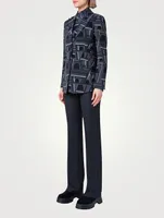 Percival Stretch Wool Crêpe Blazer Zig Zag Trapezoid Print