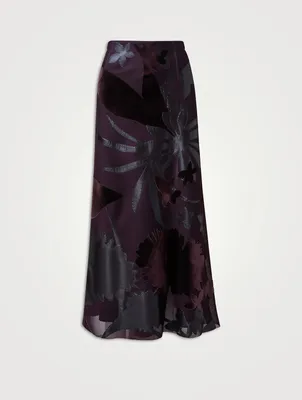 Techno Maxi Skirt With Floral Appliqué