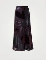Techno Maxi Skirt With Floral Appliqué