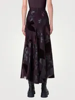 Techno Maxi Skirt With Floral Appliqué