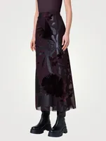 Techno Maxi Skirt With Floral Appliqué