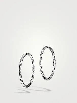 Carved Chain Medium Hoop Earrings