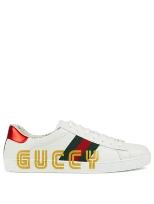 New Ace Leather Sneakers With Guccy Logo