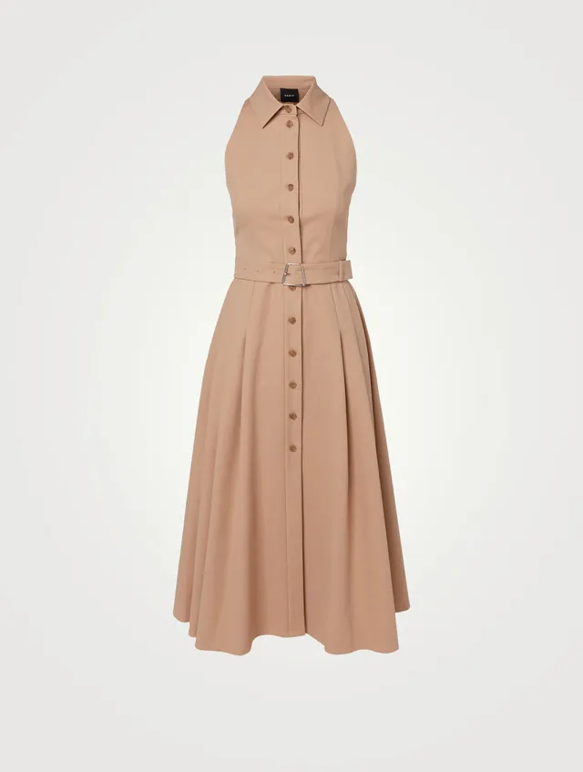 Button Through Belted Collared Jersey Dress