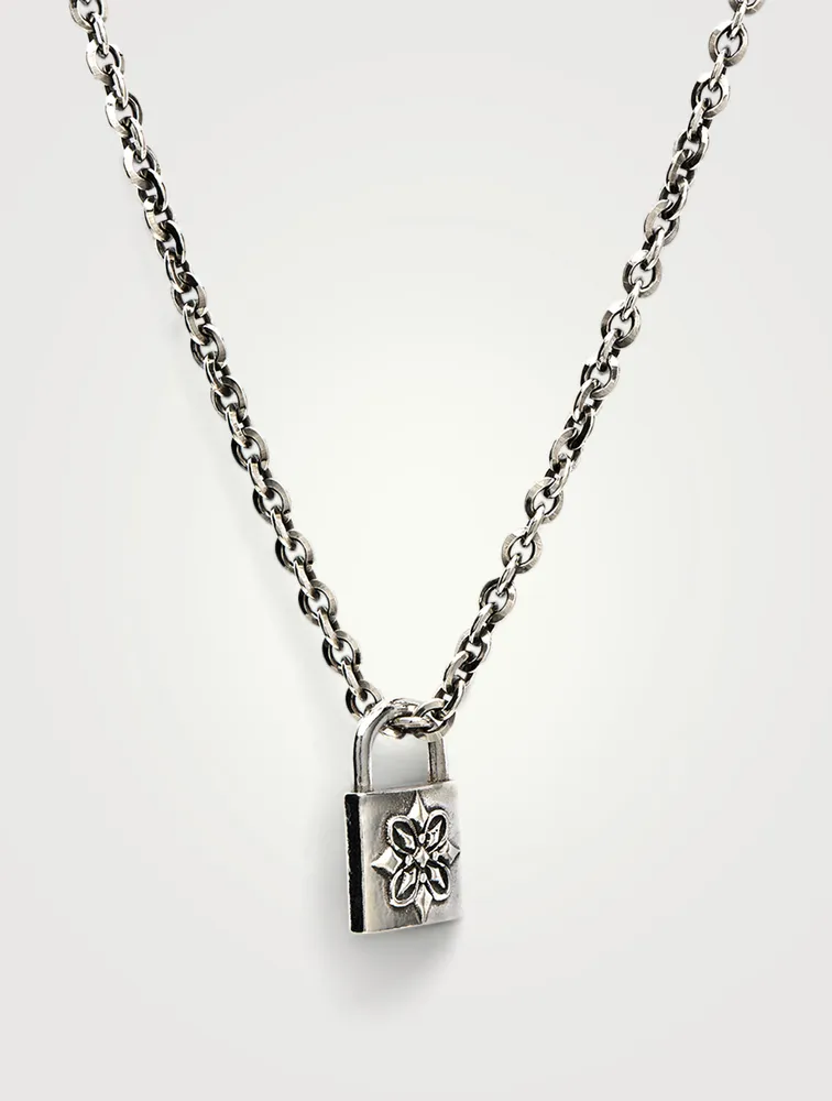 Sterling Silver Lock Pendant Necklace