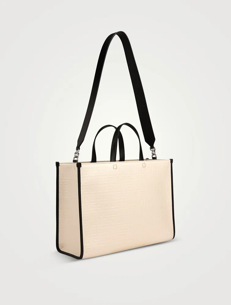 G-Tote medium leather-trimmed embossed printed coated-canvas tote