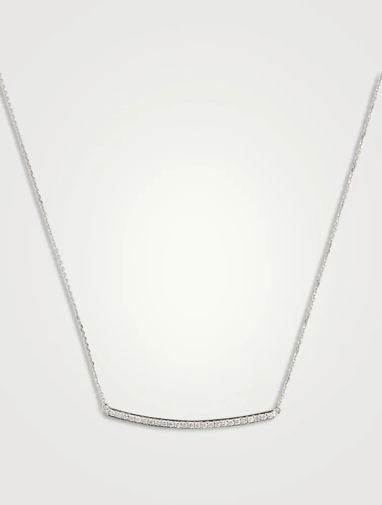 14K White Gold Diamond Bar Necklace