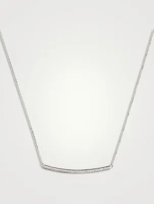 14K White Gold Diamond Bar Necklace