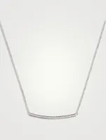 14K White Gold Diamond Bar Necklace