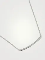 14K White Gold Diamond Bar Necklace