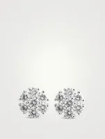 14K White Gold Diamond Flower Earrings