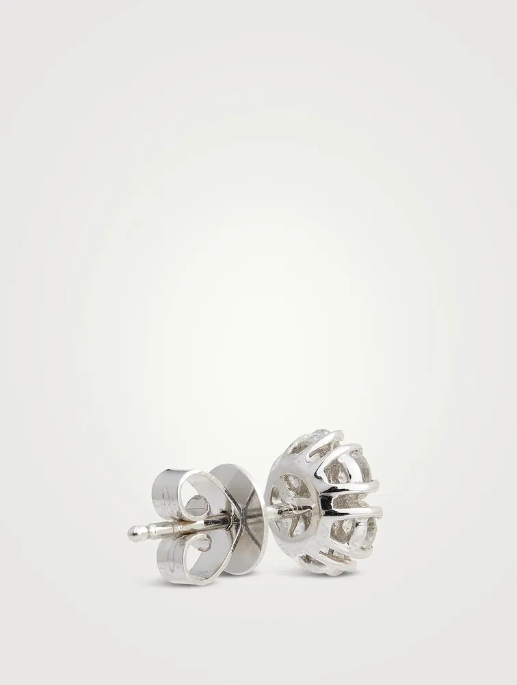 14K White Gold Diamond Flower Earrings