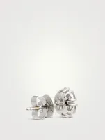 14K White Gold Diamond Flower Earrings