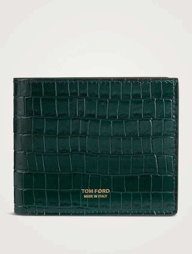 TOM FORD Glossy Leather Bifold Wallet In Croc Print | Square One