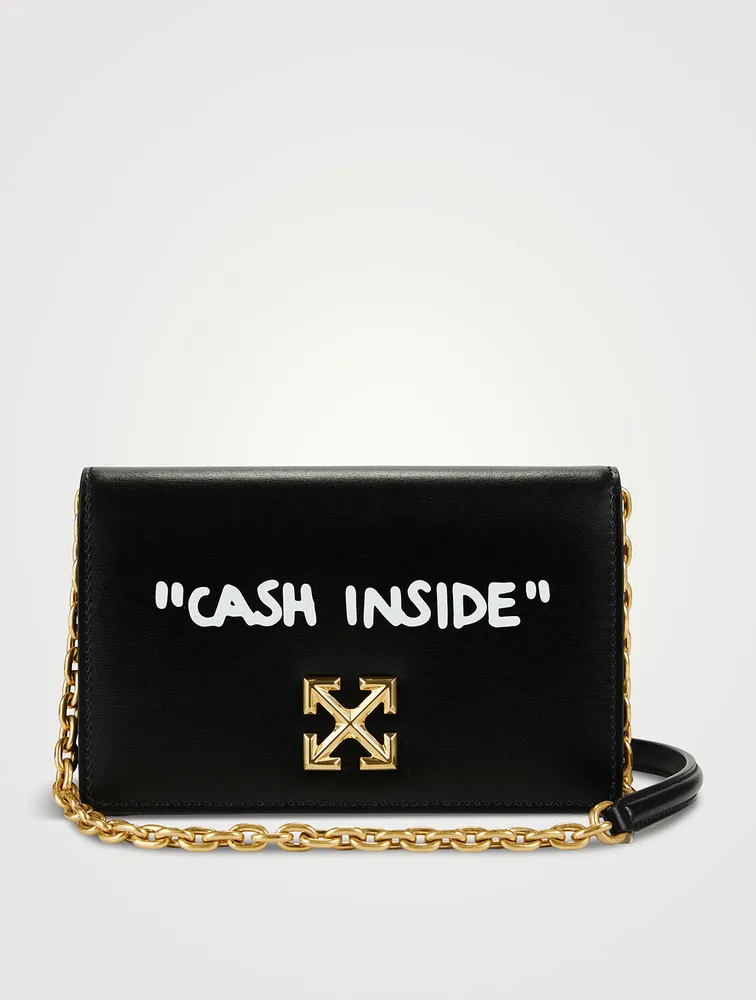 Off-white Jitney 2.0 Cash Inside Chain Shoulder Bag In White,black