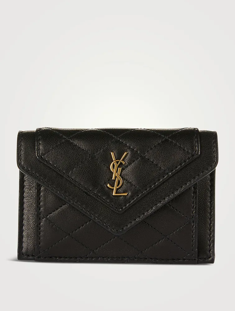 Saint Laurent Gaby Flap Card Case in Brown