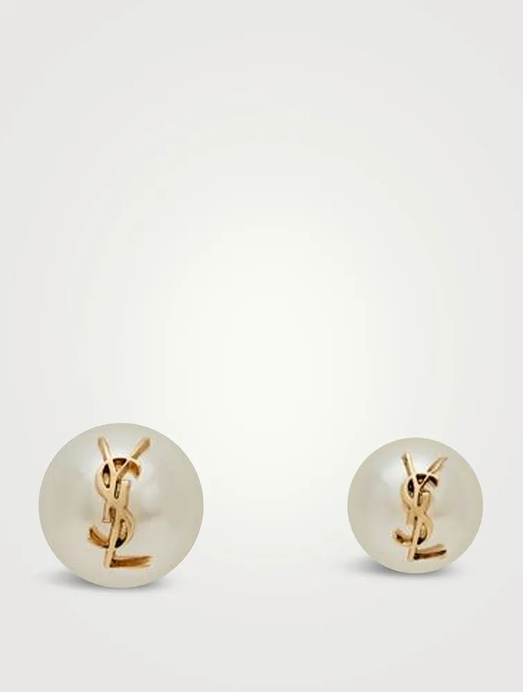 Cassandre YSL Monogram Faux Pearl Earrings