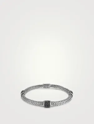 Sterling Silver And Black Sapphire Classic Chain Bracelet