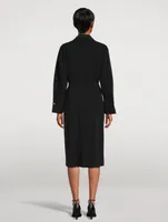 Long-Sleeve Belted Midi Shirt Dress