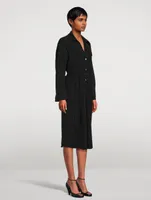 Long-Sleeve Belted Midi Shirt Dress