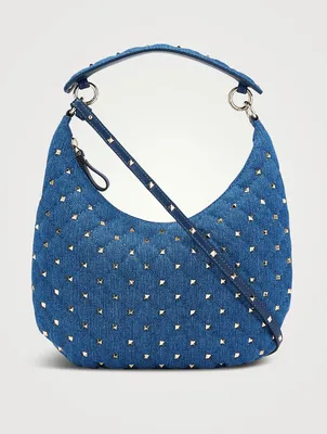 Small Rockstud Spike Denim Shoulder Bag