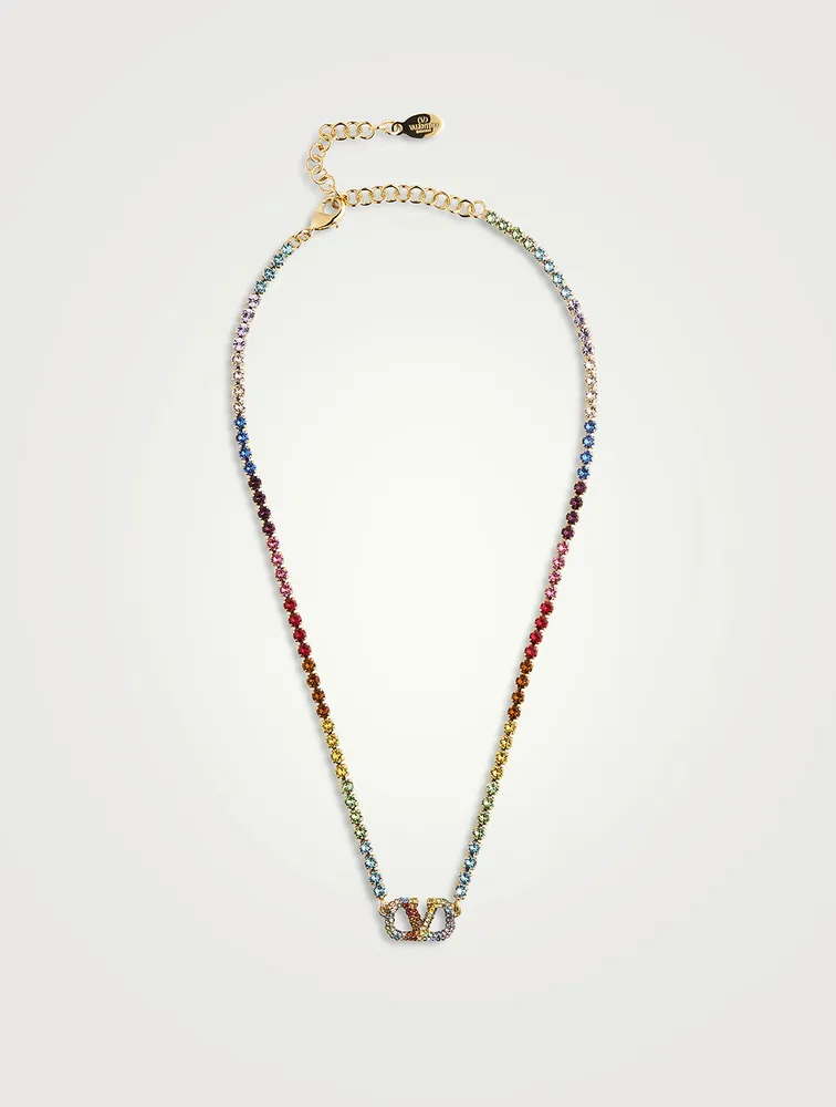 Rainbow Metal And Crystal Necklace