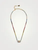 Rainbow Metal And Crystal Necklace