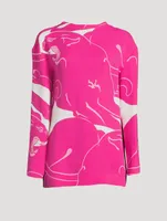 Draped-Back Cady Top Panther Print