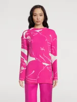 Draped-Back Cady Top Panther Print