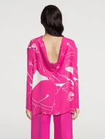 Draped-Back Cady Top Panther Print
