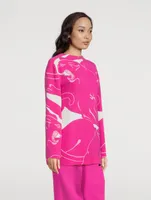 Draped-Back Cady Top Panther Print