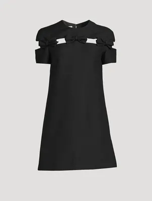 Bow-Trimmed Crepe Couture Shift Dress