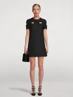 Bow-Trimmed Crepe Couture Shift Dress