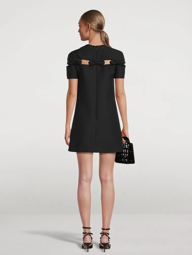 Bow-Trimmed Crepe Couture Shift Dress