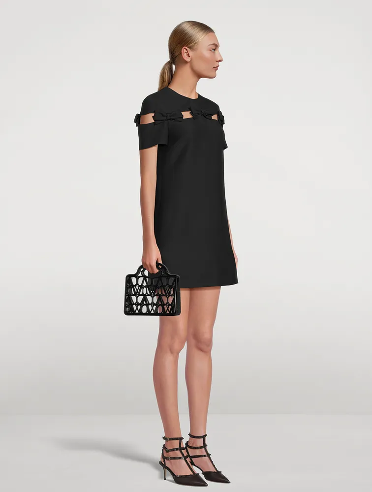 Bow-Trimmed Crepe Couture Shift Dress