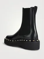 Rockstud Leather Platform Chelsea Boots
