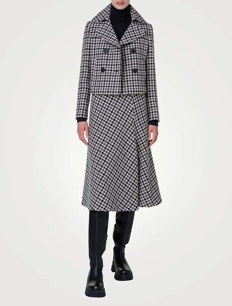 Pascal Double-Breasted Wool Jacket Houndstooth Print