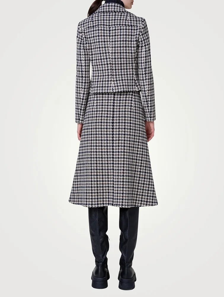 Pascal Double-Breasted Wool Jacket Houndstooth Print