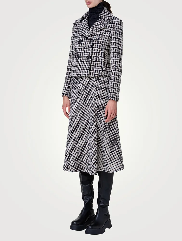 Pascal Double-Breasted Wool Jacket Houndstooth Print